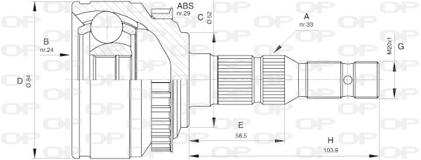 OPEN PARTS Шарнирный комплект, приводной вал CVJ5527.10